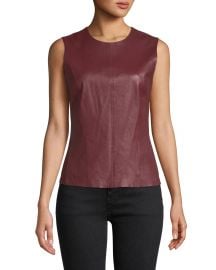 Theory Bristol Leather Modern Seamed C  Combo Shell at Neiman Marcus